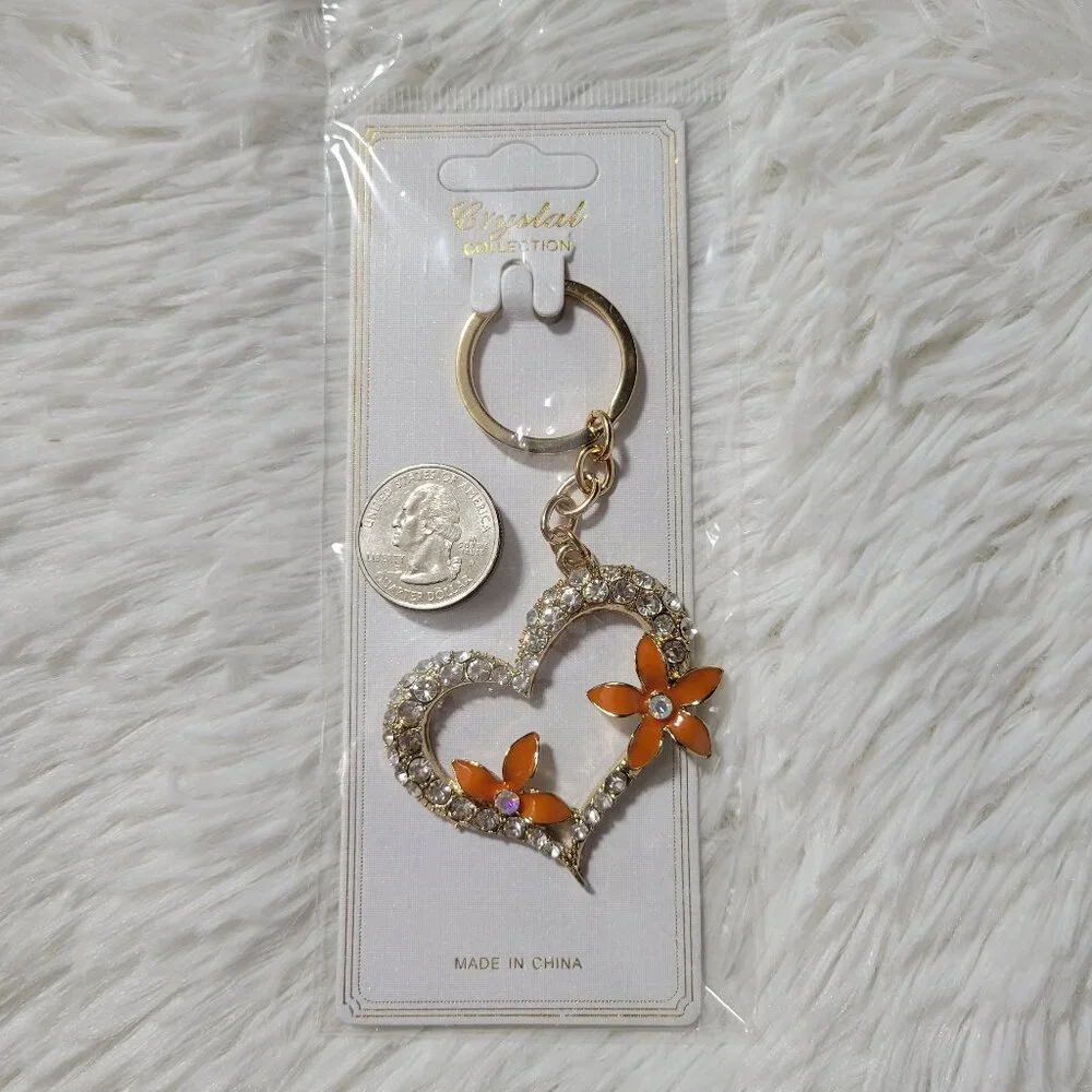 Crystal Collection Floral Heart Keychain
